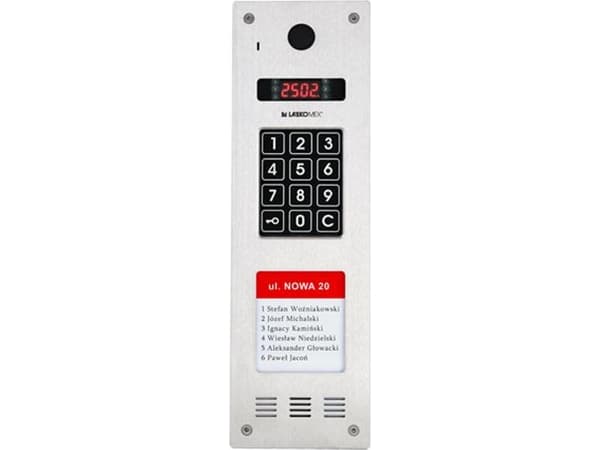 Laskomex CP-2533NR-040 Smalt vertikalt lydpanel, laget av rustfritt stål, med RFID-leser og LENGRE leietakerliste (kompatibel med KAM3-1-modul)
