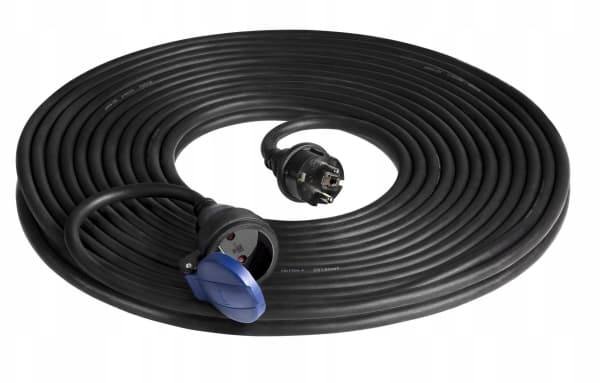 Orno IP44 stänkskyddad förlängningssladd för verkstad, 1x2P + Z 20m, oljebeständig gummikabel H07RN-F 3x1,5mm ?, 230VAC / 16A