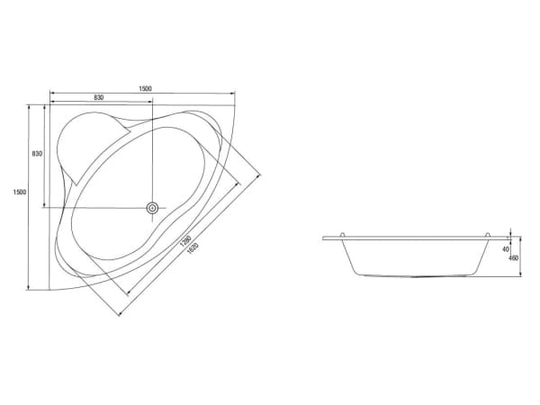 Cersanit Venus symmetrinen kulma-amme 150 x 150cm (S301-013)