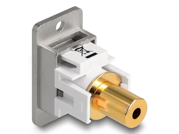 Delock Panel Mount Jack socket 3,5 mm 4 pins til Jack socket 3,5 mm 4 pins gullbelagt sølv/hvitt
