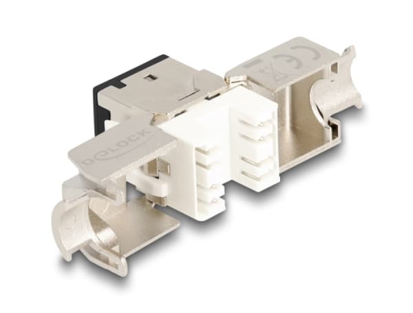 Delock - Keystone module - RJ-45 (hunn) til LSA (hunn) - STP - CAT 6a - svart (en pakke 10)