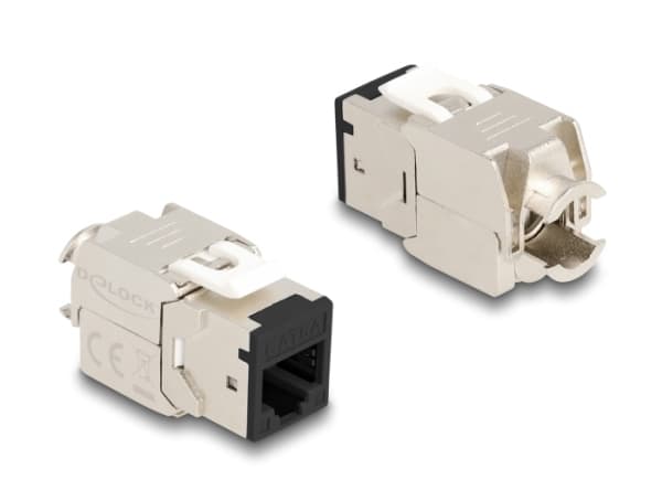 Delock - Keystone module - RJ-45 (hunn) til LSA (hunn) - STP - CAT 6a - svart (en pakke 10)