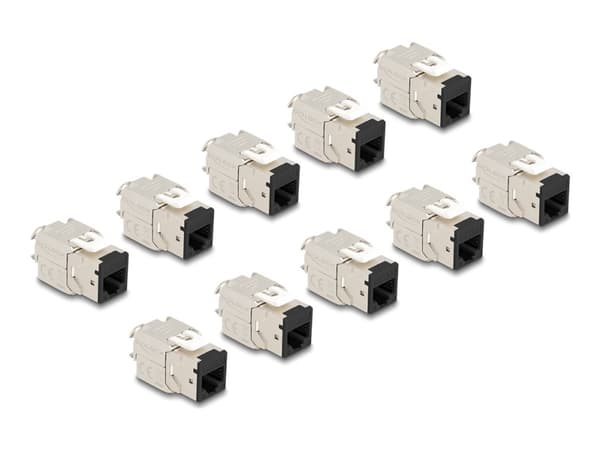 Delock - Keystone module - RJ-45 (hunn) til LSA (hunn) - STP - CAT 6a - svart (en pakke 10)