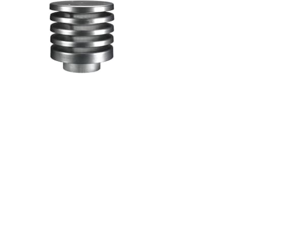 LINDAB Lamelhætte VHL 250, galvaniseret til vandret indtag og afkast. Ydre diameter ø400, max. 1000 m³/h v/indtag.