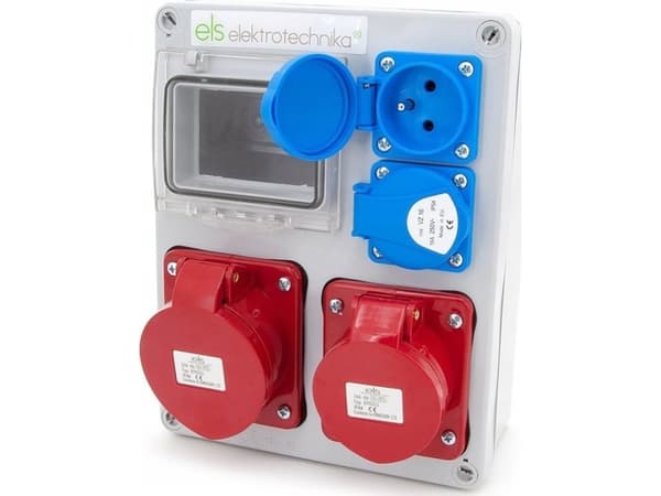 ELS Elektrotechnika Mikołajki rakennuksen kytkinlaite 16A/5 + 32A/5 + 2*GS, seinäkotelo, 4NO211