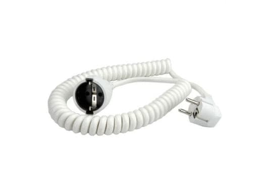 BACHMANN spiralkabel 0,5m-2m hvit H05VV-F 3G1,5mm² CEE7/7 (BM0010720)