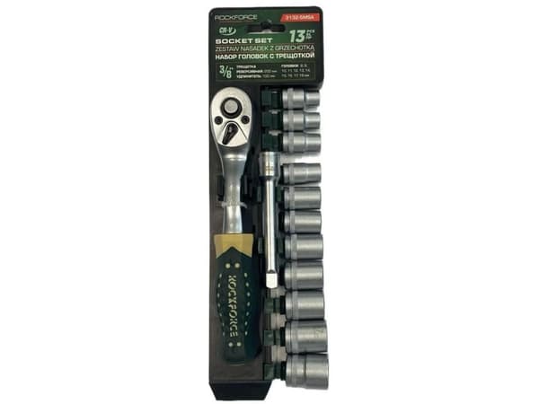 Sett med 13 verktøy 3/8" skralle, forlengelse, stikkontakter (8-19 mm)