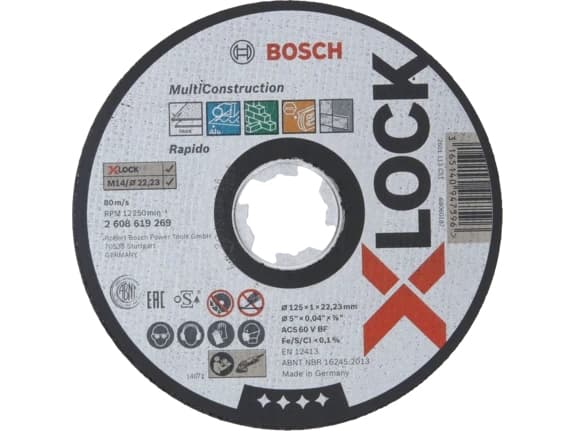 Bosch X-LOCK MULTI CONSTRUCTION, levyleikkuri, Putki, Kevytbetoni, Terästä, Profiili, Kivi, Kirjometalli, Bosch, 2,22 cm, 12,5 cm, Musta, Valkoinen