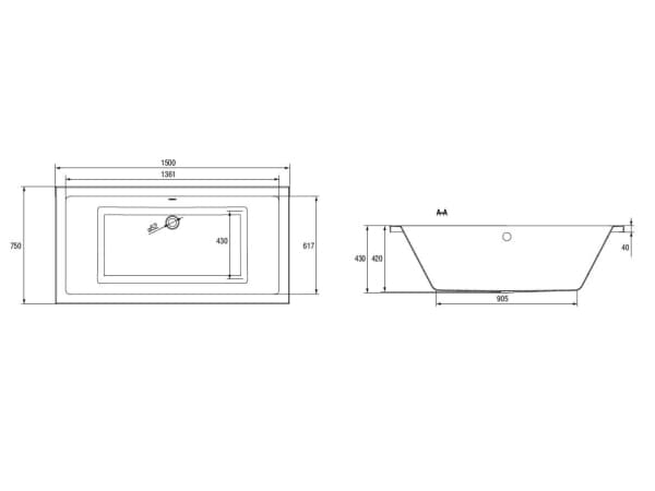 Wanna Cersanit Intro prostokątna 150 x 75cm (S301-066)