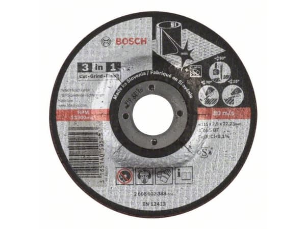 Bosch 2 608 602 388, 11,5 cm, Harmaa, 2,5 mm, 1 kpl