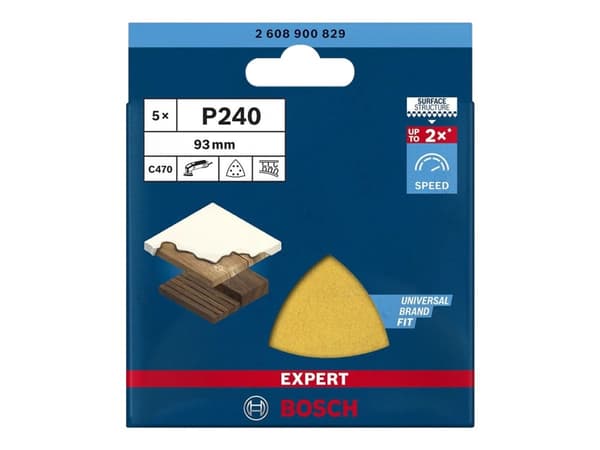 Bosch Expert C470 - Slipeark - for løvtre, maling på tre - 5 deler - delta - grovkorn: P240 - 93 mm