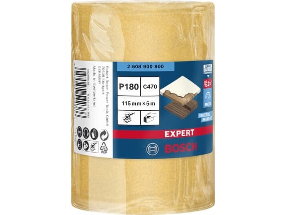 Bosch Expert C470, Slipepapir (rull), Finkornet, P180, Etterbehandling, Malingsfjerning, Tre, Tørr-sliping