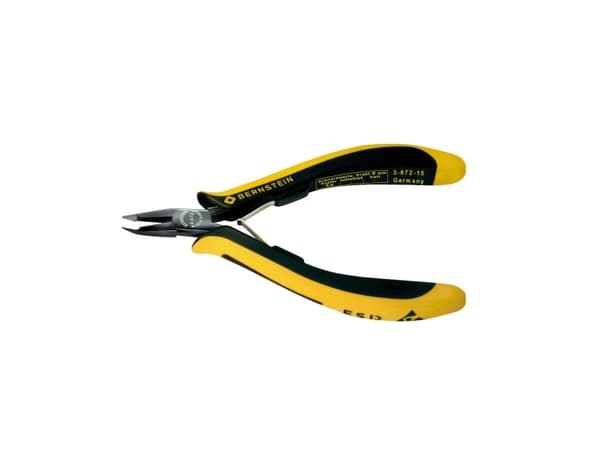 Bernstein 3-672-15, Endekuttende tang, 1 cm, 5 mm, Stål, Plast, Sort, Gult