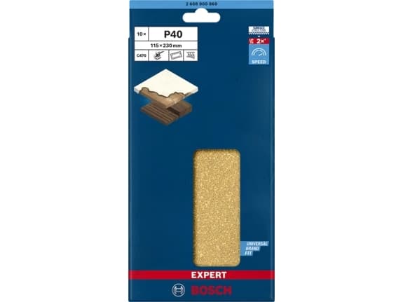Bosch 2 608 900 860, Sand-papir, Tre, Bosch, Brun, Rektangulær, 115 mm