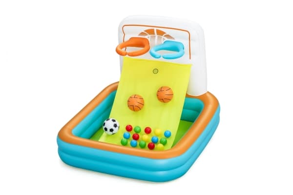 Bestway 52728 multifunksjonelt oppblåsbart basseng med baller Basketballballer og fotball 1,20m x 1