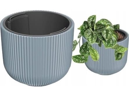 Prosperplast Grå blomkruka i plast med insats Milly 24x20 cm