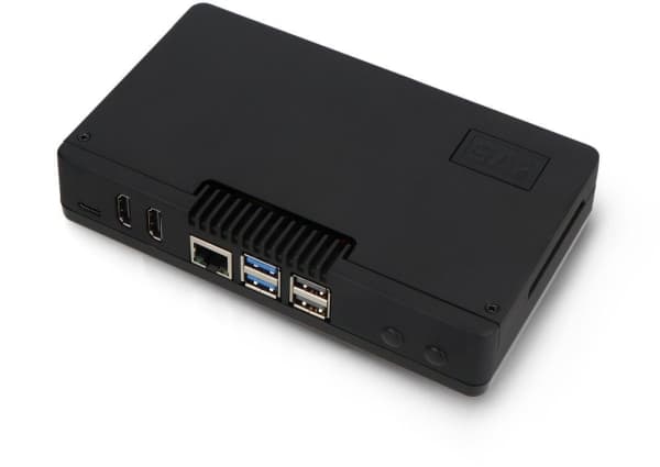 Argon40 Argon ONE V5 chassi för Raspberry Pi 5 - med fläkt och kylfläns - aluminium - svart