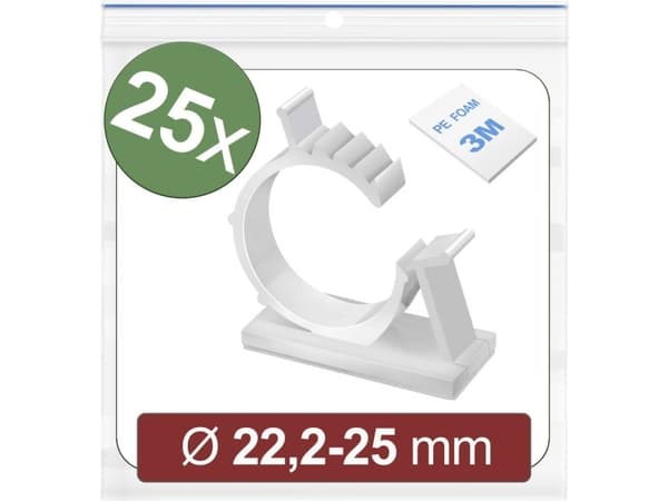 Quadrios 24CA449 Kiinnityspistorasia Itseliimautuva 24CA449 Bundle-Ø-alue 22,2 - 25 mm Valkoinen 25 kpl