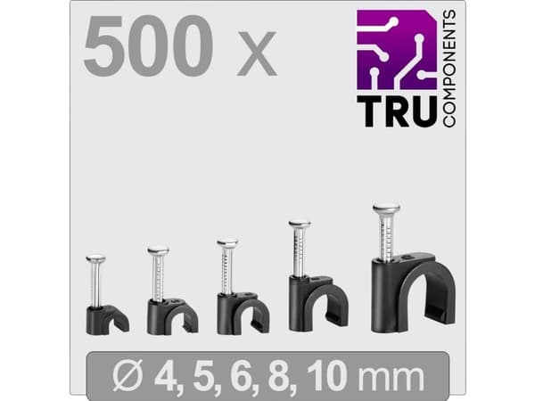 TRU COMPONENTS T24CA133 Sømclips TC-13448484 Bundt-Ø-område 2 til 10 mm Sort 500 stk
