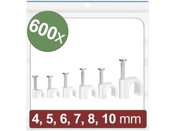 Quadrios 24CA426 Sømclips 24CA426 Bundt-Ø-område 2 til 10 mm Hvid 600 stk