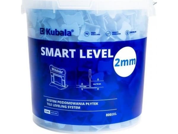 Kubala Plattutjämningsklämmor 2,0MM 800 förpackningar + 20 liter.
