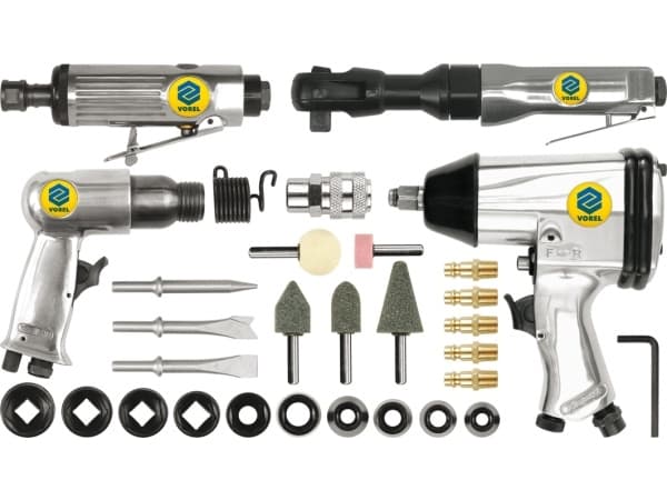 VOREL PNEUMATIC TOOL SET WITH ACCESSORIES. ...