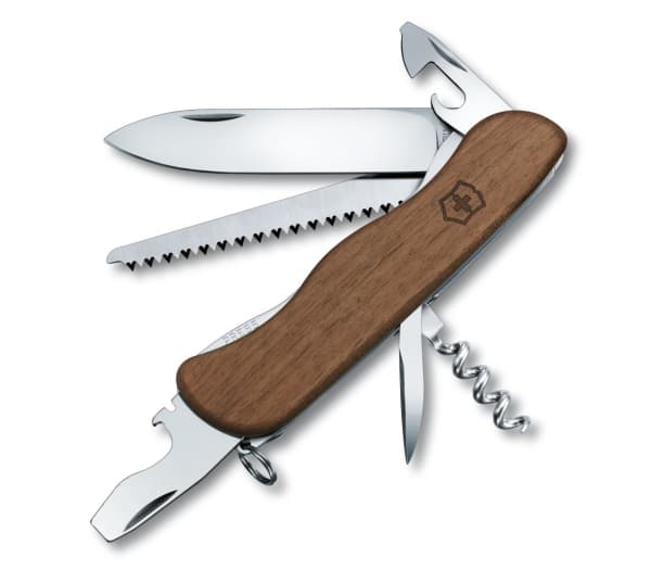 Victorinox Forester Wood, Klappkniv med lås, Multiverktøyskniv, Klipp punkt, Valnøtt, Valnøtt, 10 verktøy