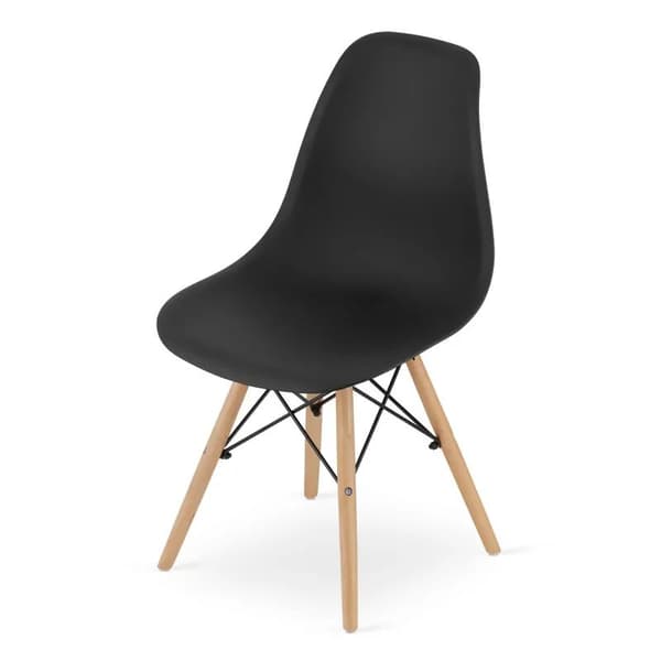 Skandinavisk moderne stol til køkken/spisestue PIANO sort / naturlige ben
