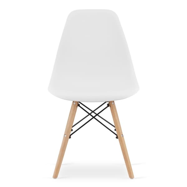 Skandinavisk modern stol för kök/matsal PIANO WHITE / naturliga ben