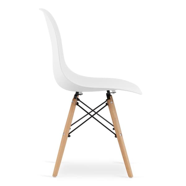 Skandinavisk modern stol för kök/matsal PIANO WHITE / naturliga ben