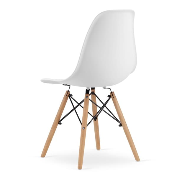 Skandinavisk modern stol för kök/matsal PIANO WHITE / naturliga ben