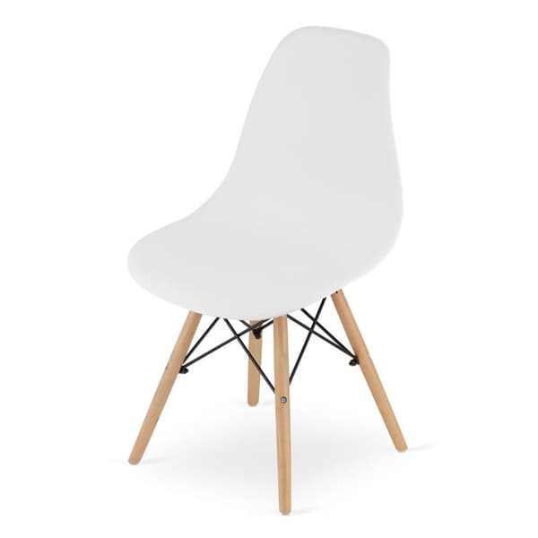 Skandinavisk modern stol för kök/matsal PIANO WHITE / naturliga ben