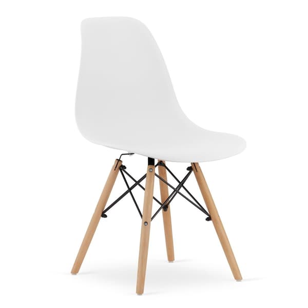 Skandinavisk modern stol för kök/matsal PIANO WHITE / naturliga ben