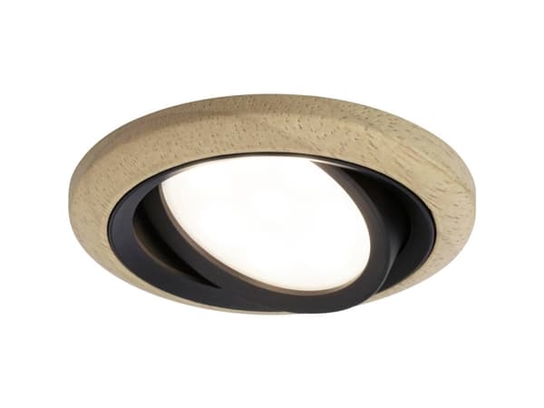 Oprawa do wbudowania LANATI COIN LED 6W 470lm 84mm 2700K IP20 230V drewno / czarny / aluminium