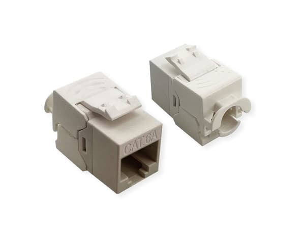 ROLINE Keystone Jack, Cat.6A (luokka EA), RJ-45, UTP, työkaluton, SLIM ja LYHYT, valkoinen