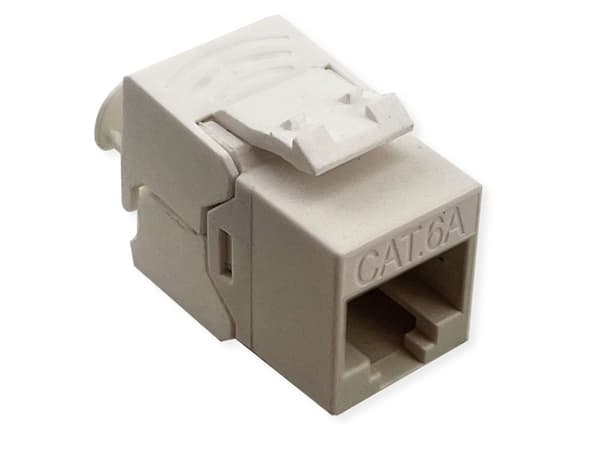 ROLINE Keystone Jack, Cat.6A (luokka EA), RJ-45, UTP, työkaluton, SLIM ja LYHYT, valkoinen