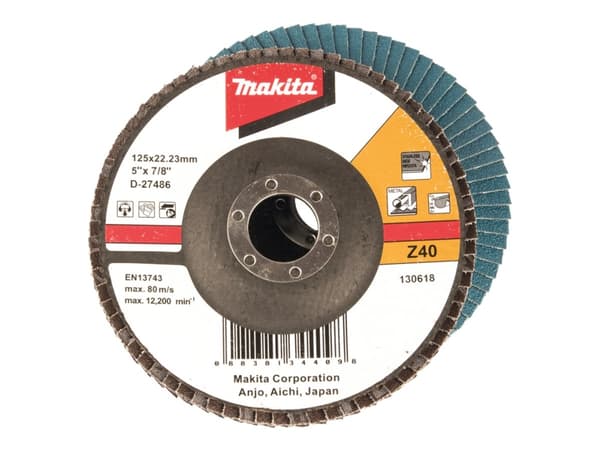 Makita - Klaffplate - for metall, rustfritt stål, ikke-jernholdig metall - 10 deler - 125 mm - grovkorn: Z40 - for Makita DLX3179TX1