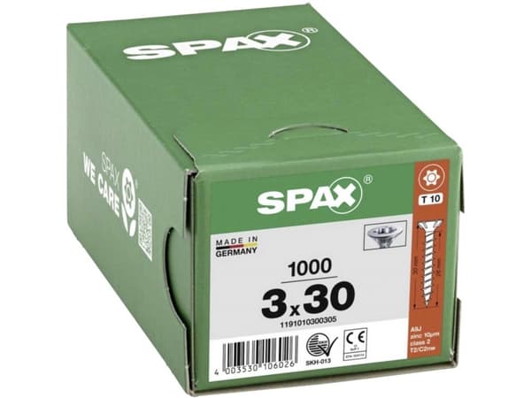 SPAX 3336900 - Schraube - Stahl - Holz - Flachkopf - Inbusschlüssel (Sechskant) - Metallisch (1191010300305)
