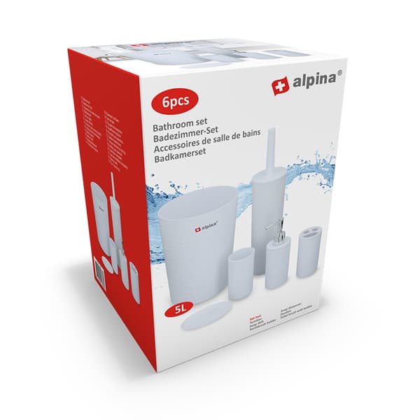 Alpina - kylpyhuonesetti 6 elementtiä (valkoinen)