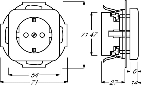 Busch-Jaeger 2011-0-1342, CEE 7/3, 2P+E, Hvid, 250 V, 16 A, 71 mm