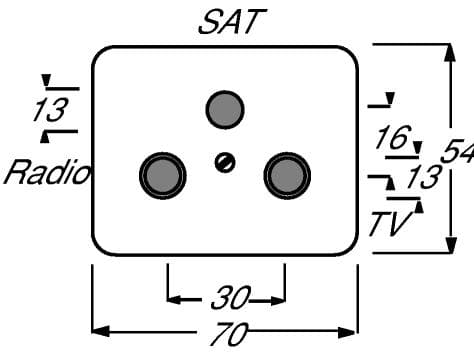 Busch-Jaeger 1724-0-1911, Vit, Busch-Jaeger, SAT + TV + Radio, 70 mm, 54 mm, 1 st