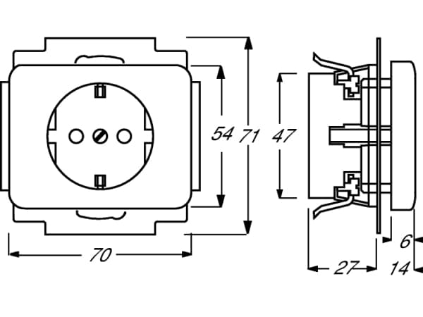 Busch-Jaeger 2013-0-4466, CEE 7/3, 2P+E, brons, 250 V, 16 A, 70 mm