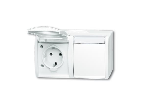 Busch-Jaeger 2084-0-0715, CEE 7/3, 2P+E, Hvid, IP44, 250 V, 16 A Vit