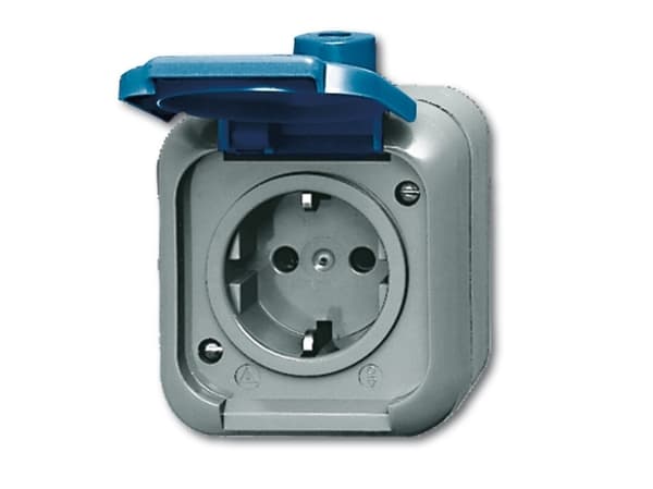 Busch-Jaeger 2083-0-0368, CEE 7/3, sininen, harmaa, IP44, 250 V, 16 A, 74 mm