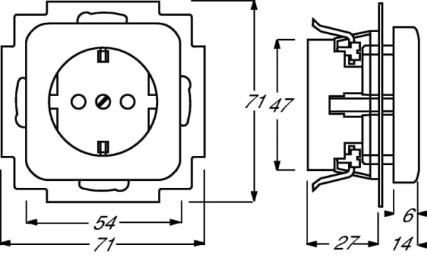 Busch-Jaeger 2013-0-5319, CEE 7/3, 2P+E, Valkoinen, 250 V, 16 A, 71 mm
