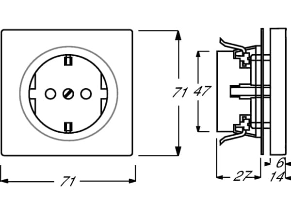 Busch-Jaeger 2011-0-3890, CEE 7/3, 2P+E, Hvid, 250 V, 16 A, 71 mm