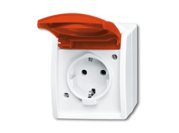 Busch-Jaeger 4011395094709, Tyyppi F, 2P+E, Punainen, Valkoinen, IP44, 250 V, 16 A Punainen, Valkoinen