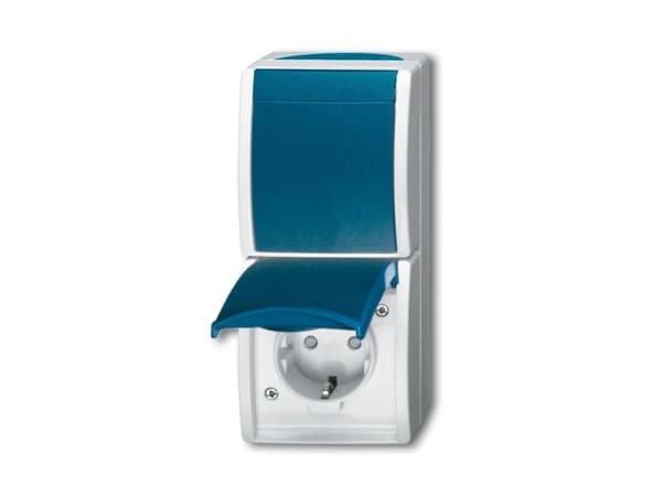 Busch-Jaeger 2601/6/20 EBW-53, Typ F, 2P+E, Blå, Vit, IP44, 250 V, 16 A Blå, Vit