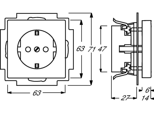 Busch-Jaeger 2013-0-5268, CEE 7/3, 2P+E, Valkoinen, 250 V, 16 A, 63 mm