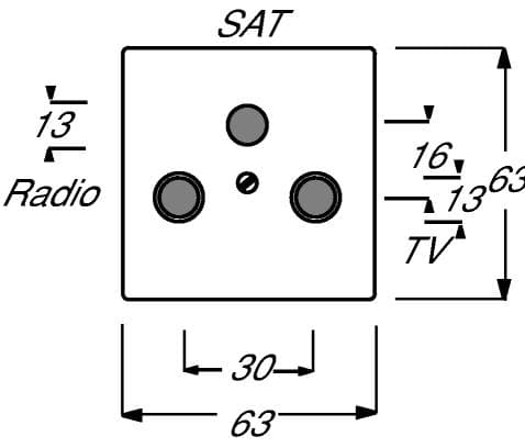 Busch-Jaeger 1743-81, Antracit, Vanlig, Busch-Jaeger, 0230-0-0250, SAT + TV + radio, 63 mm